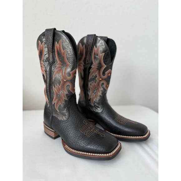 ARIAT Tombstone Men’s Black Cowboy Boot Western Leather Square Toe 7.5M Rodeo - Picture 1 of 9